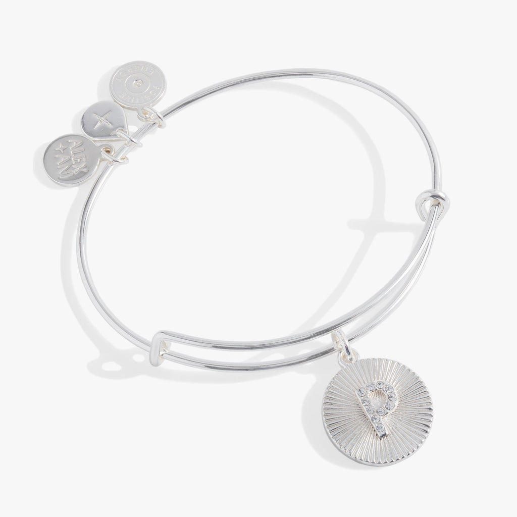 Initial P Pave Starburst Texture Bangle