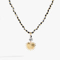 Toile Beaded Palm Pendant Necklace